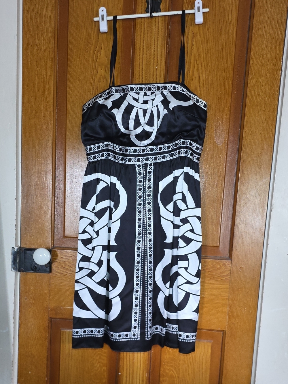 White House Black Market Silk Black & White Printed Mini Dress